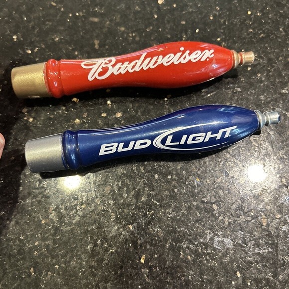 2 Two Small Budweiser Bud Light Beer Keg Tap Handles - Picture 5 of 12